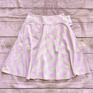 NWT Lilly Pulitzer Pink Green Striped Seersucker A-line Skirt Ladies Sz 4